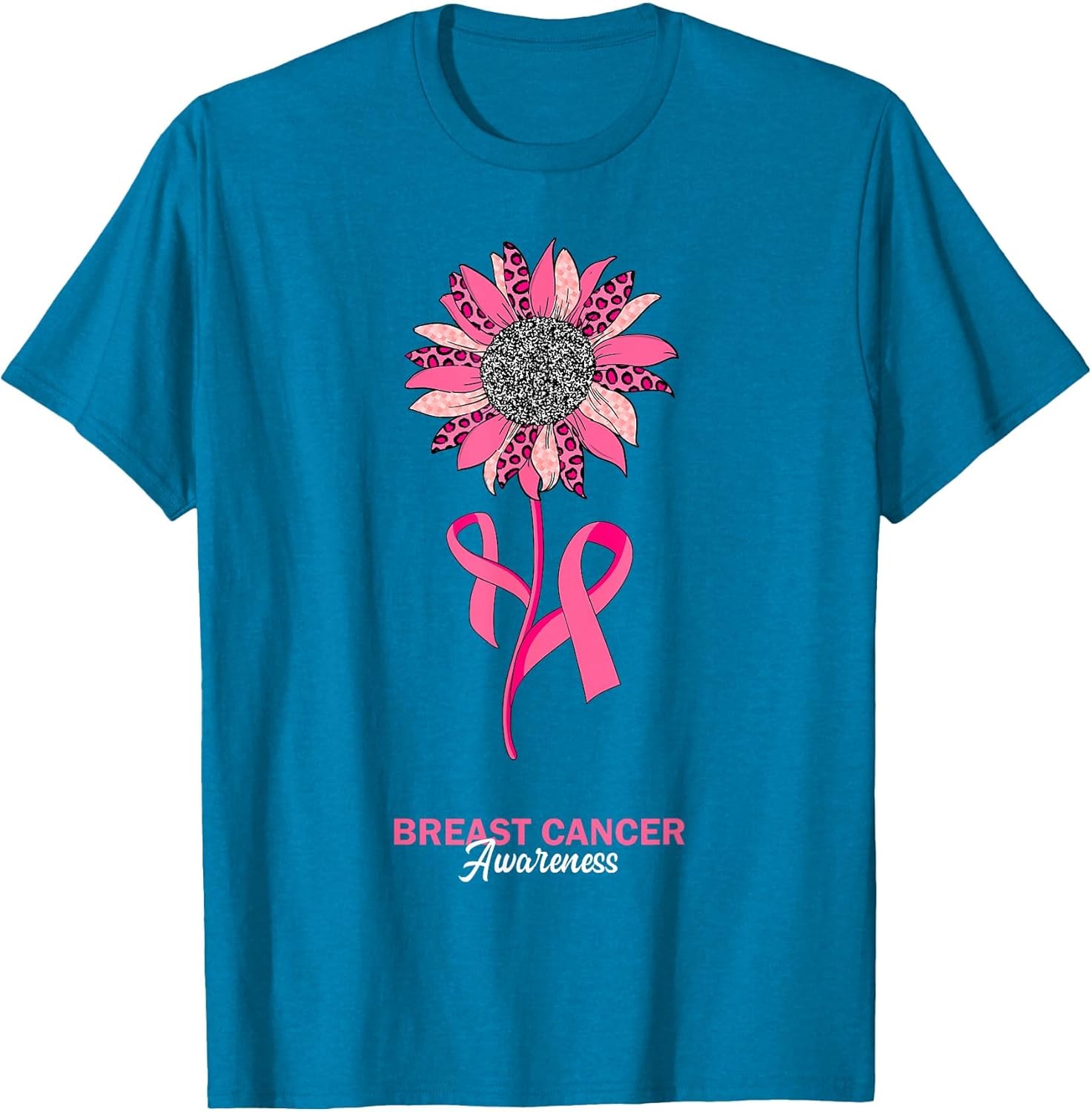 Sunflower Pink Ribbon Breast Cancer Awareness Leopard Month