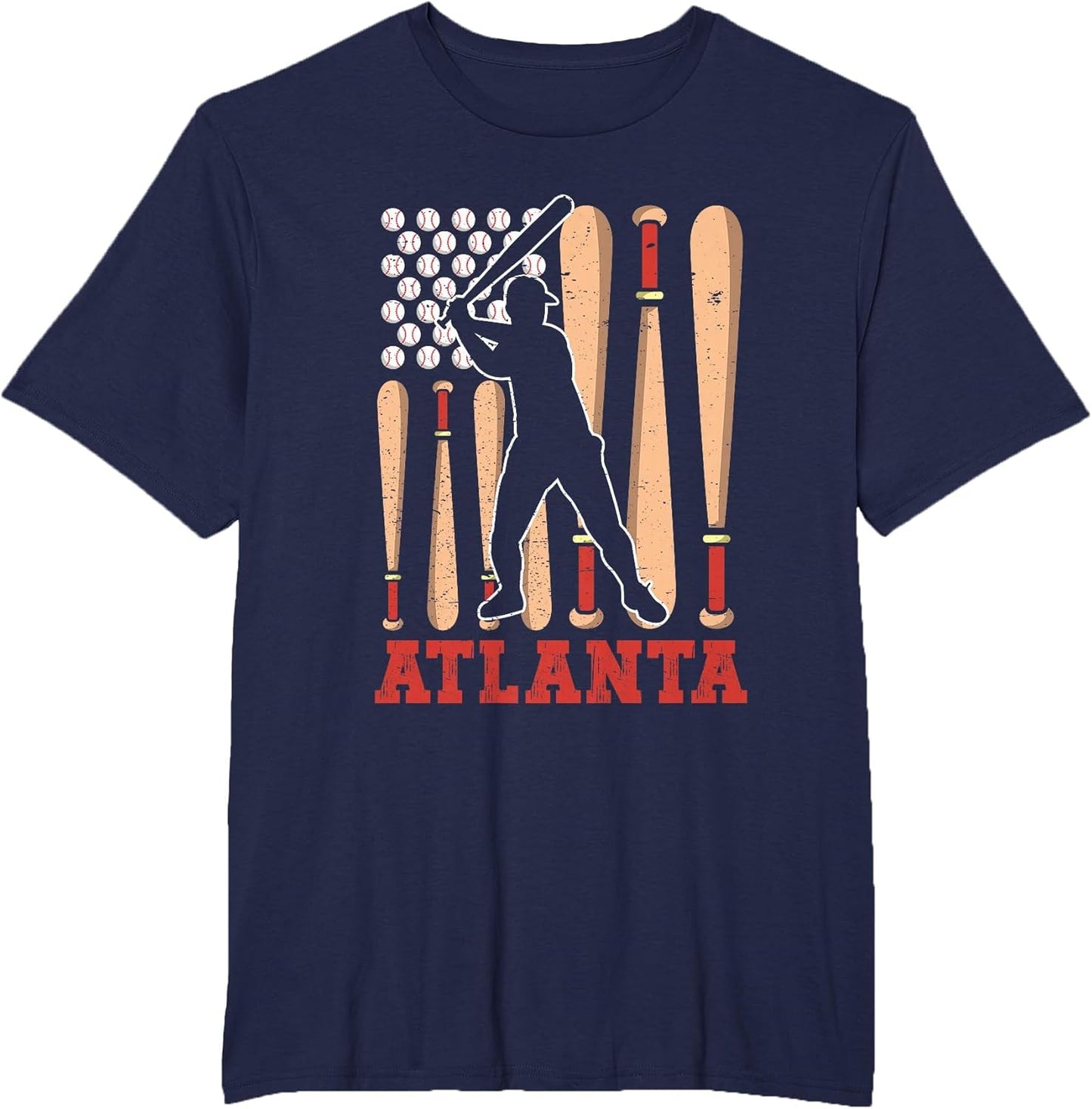 Vintage Atlanta American Flag Distressed Baseball Batter Men