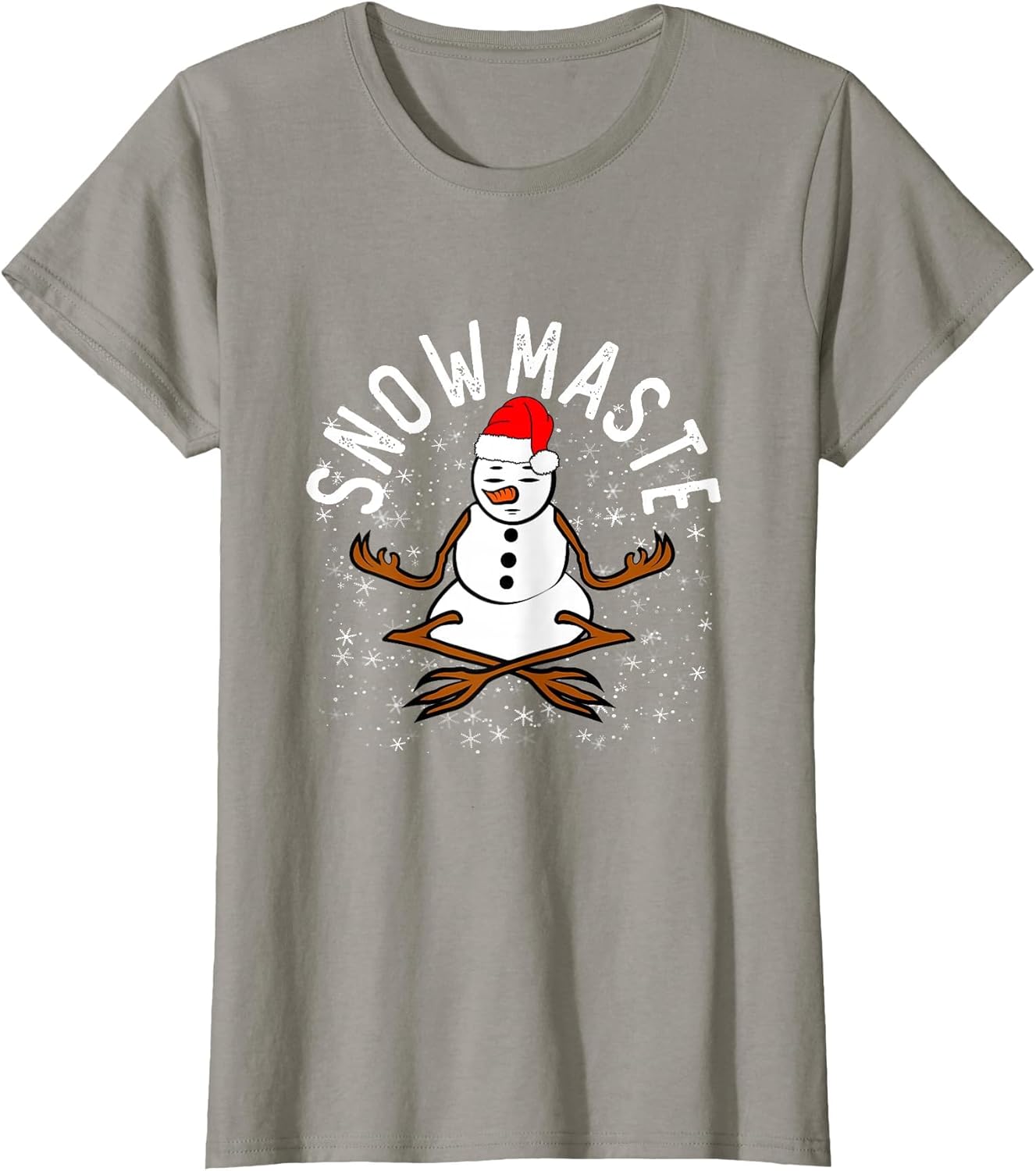 Funny Snowman in Santa Hat Yoga Lover Snowmaste Joke