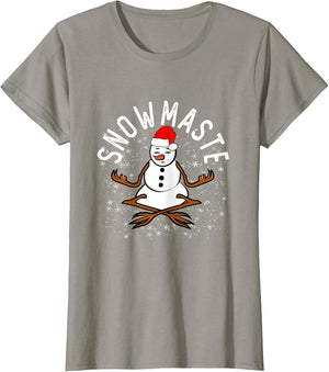 Funny Snowman in Santa Hat Yoga Lover Snowmaste Joke