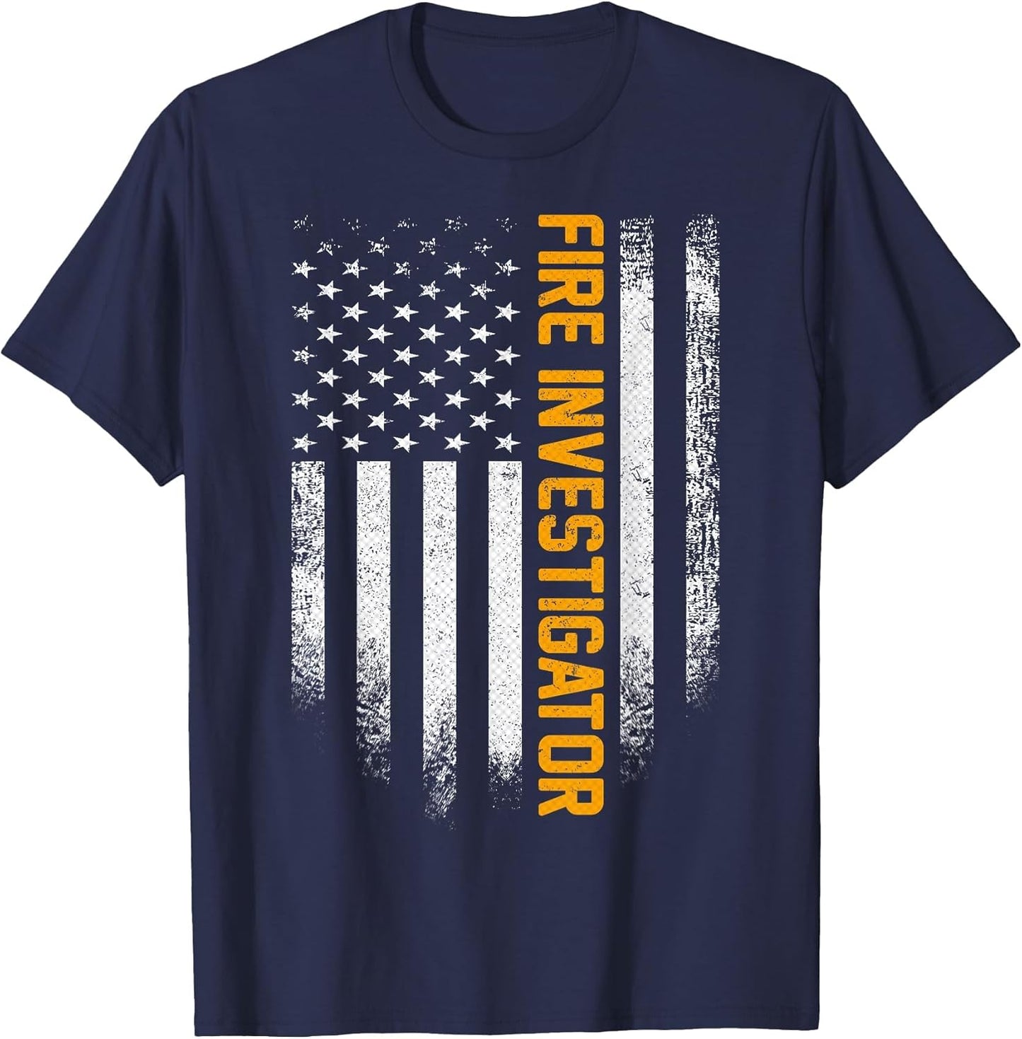 Vintage Fire Investigator Distressed American Flag Patriotic