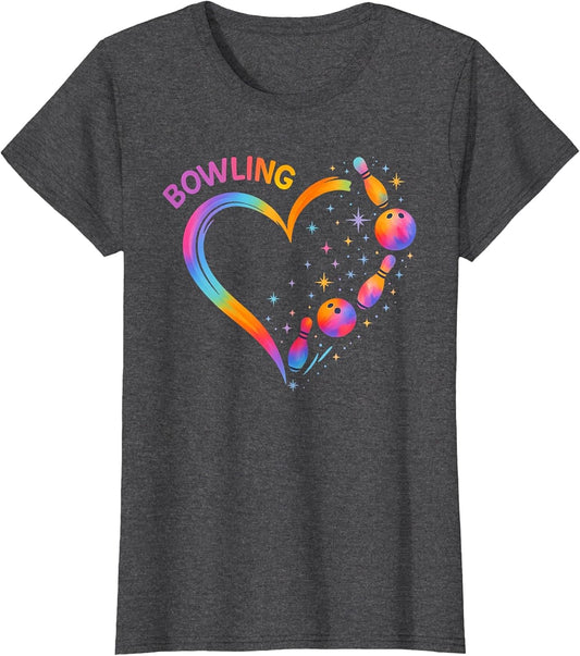 Bowling Heart Colorful Pin Lovers Bowler Bowling Women Girls