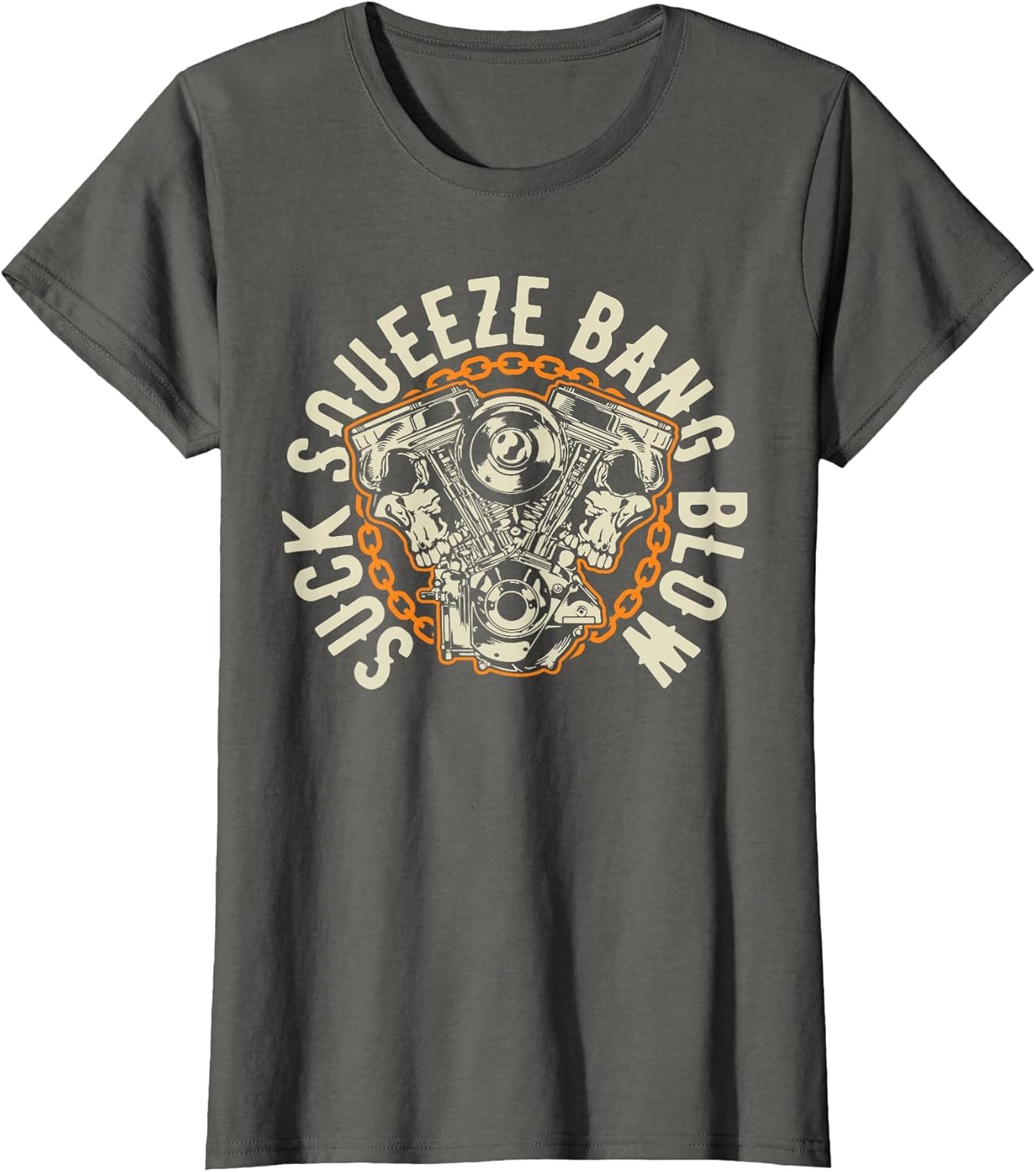 Suck Squeeze Bang Blow Motorcycle V-Twin Engine Skull Design