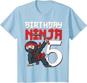 Kids 5th Birthday Ninja I'm 5 Years Old Bday Party Best Boy