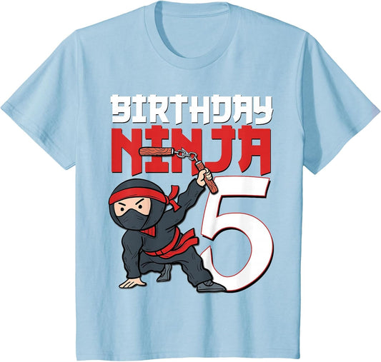 Kids 5th Birthday Ninja I'm 5 Years Old Bday Party Best Boy