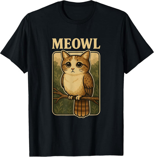 Meowl - Funny Meow Cat Owl Brainrot Meme Gaming Slang