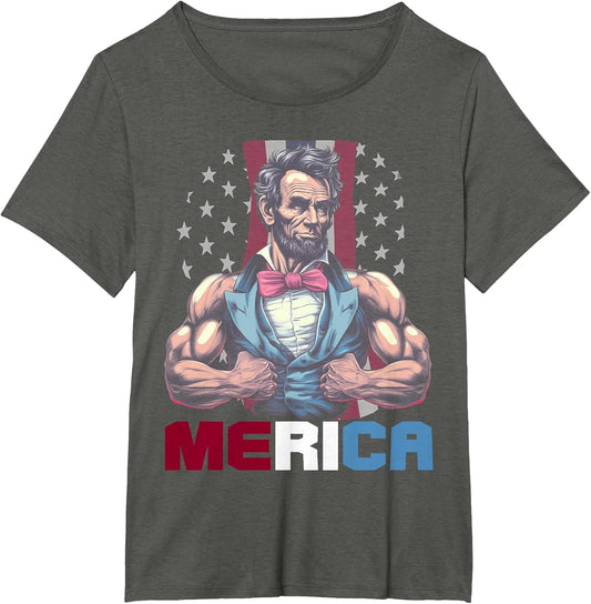 USA 4th of July, Abraham Lincoln Funny Workout Muscles