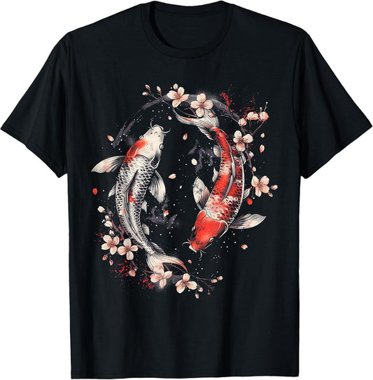 Cherry Blossom Koi Carp Fish Japanese Sakura Graphic Art