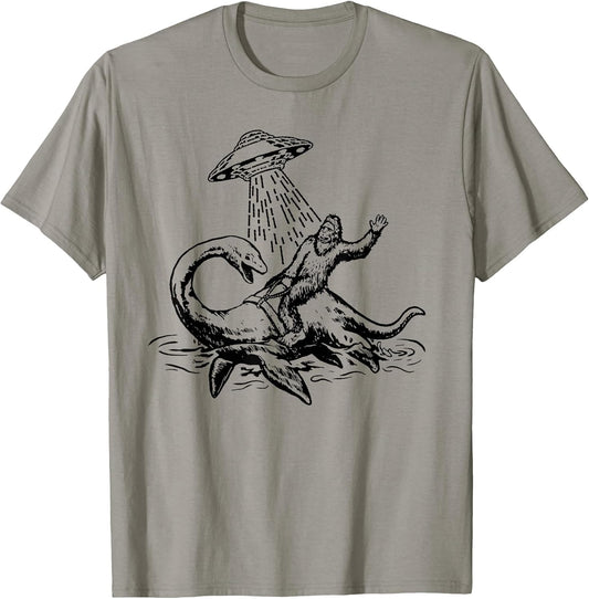 Bigfoot Riding Loch Ness Monster Funny Sasquatch Nessie