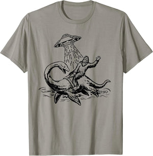 Bigfoot Riding Loch Ness Monster Funny Sasquatch Nessie