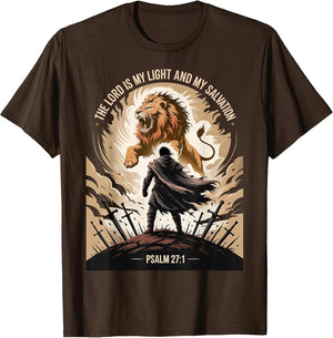 Christian Gothic Warrior Bible Verse Psalm 27:1 Lion Design