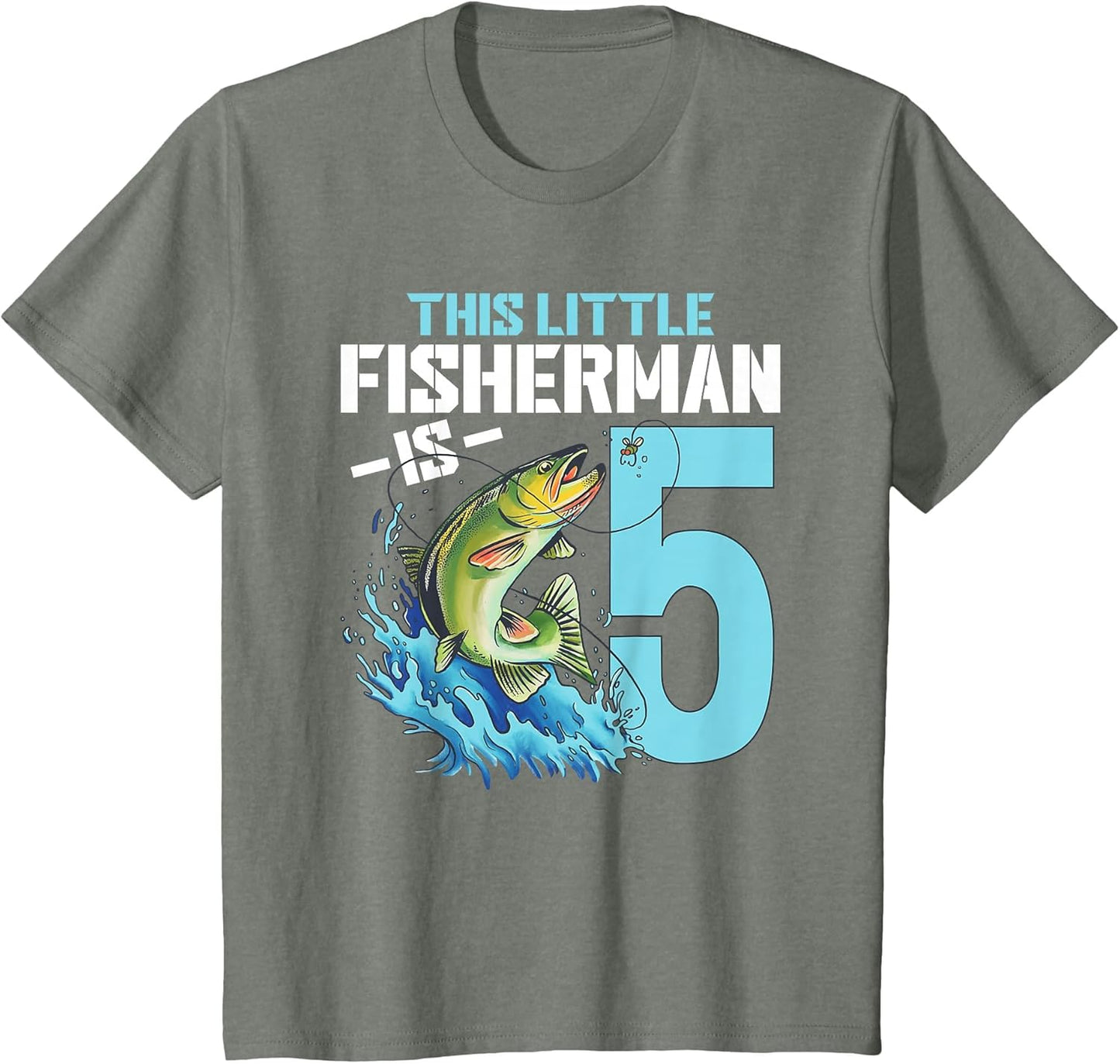 Kids Fishing Birthday Shirt 5 Year Old Boy Fisher 5th Bday Kids