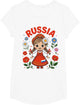 Cute Russia Girl Traditional Folk Dress and Flowers for Kids