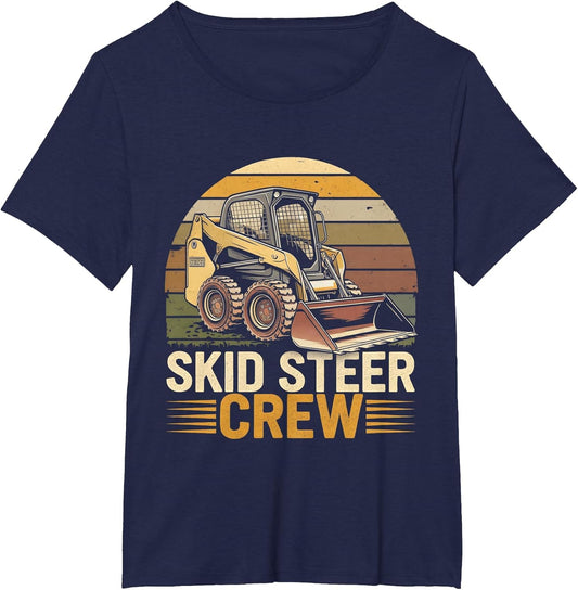 Retro Skid Steer Crew Vintage Heavy Equipment Operator