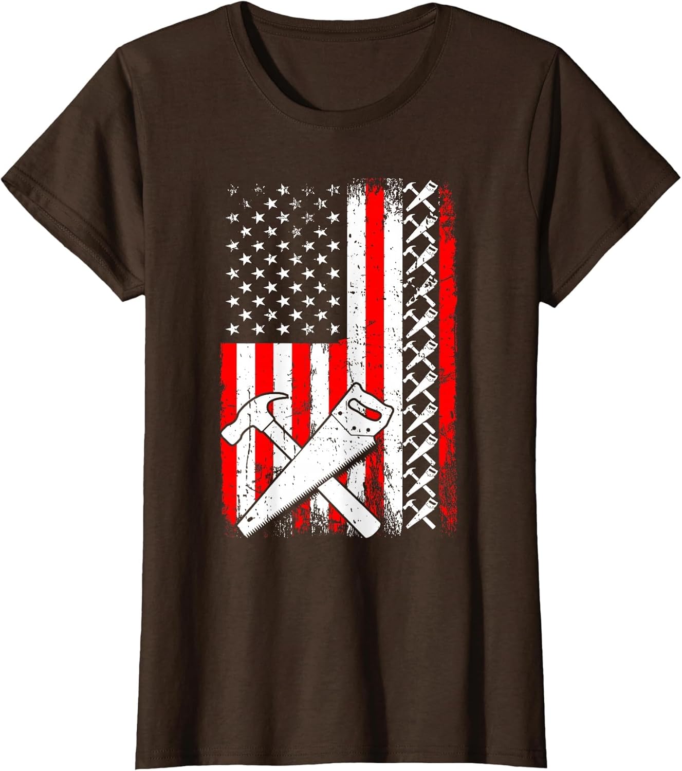 American Flag Carpenter Handyman Woodworker Hammer and Saw