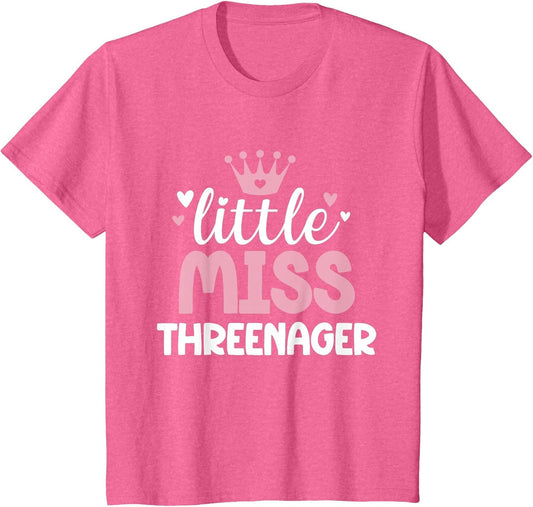 Little Miss Threenager Girl Happy 3rd Birthday Girl Toddler
