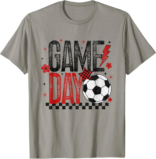 Game Day Retro Soccer Season Checkered Black & Red