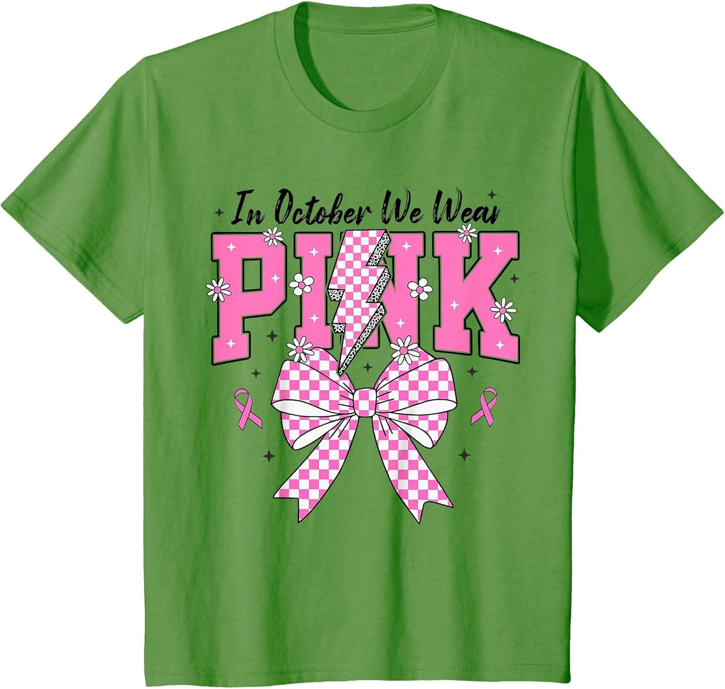 in October We Wear Pink Coquette Bow Breast Cancer Fight