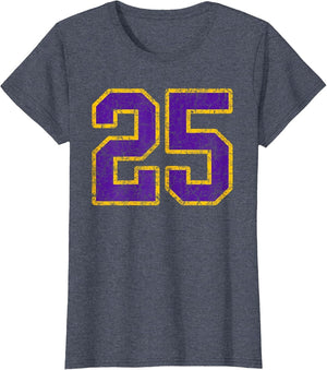 Purple Gold Number 25 Jersey Player Uniform #25 Grunge