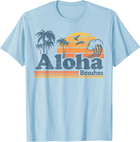 Aloha Beaches Hawaii Vintage Beach Surfing Retro Hawaiian