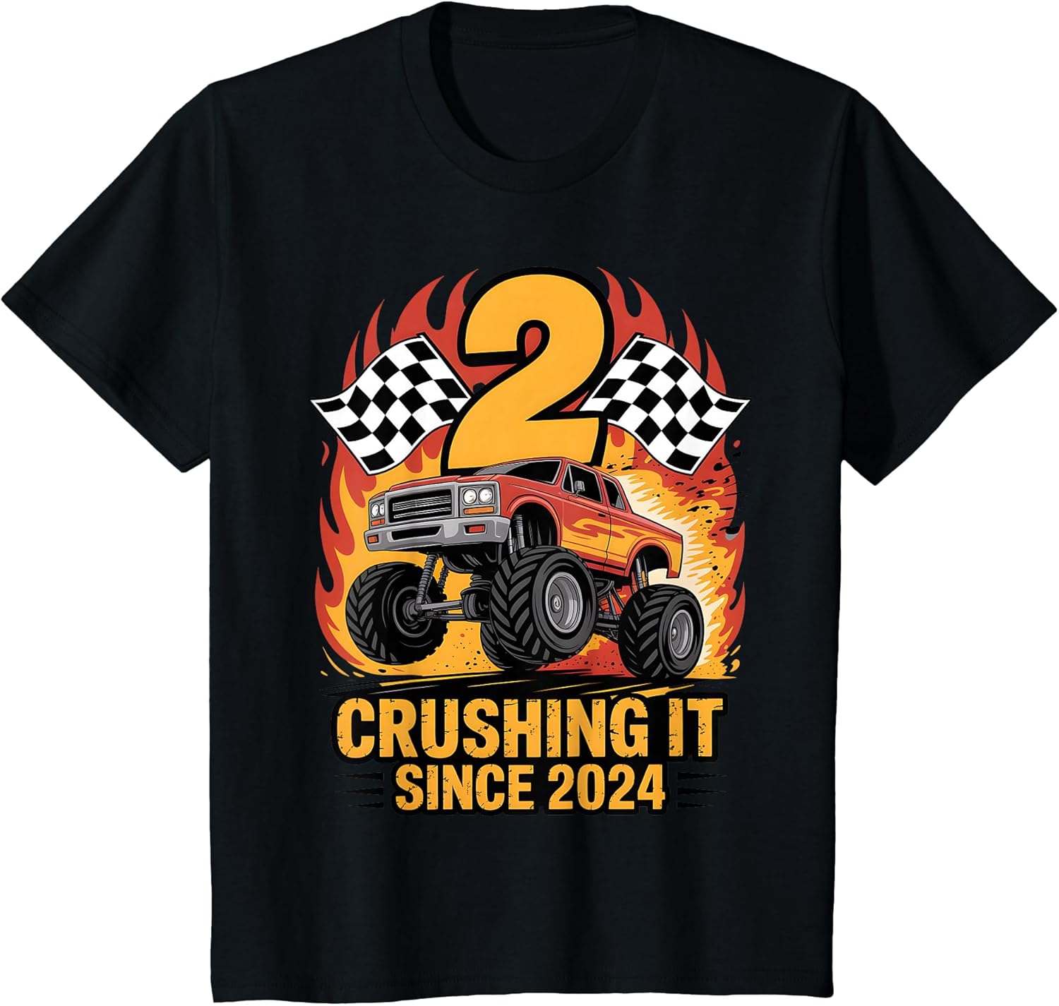 Crushing It Since 2024 Monster Truck 2 Year Old Birthday Boy