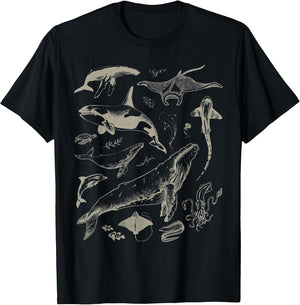Retro Ocean Wildlife Shark Turtle Octopus Fish Animal Lover