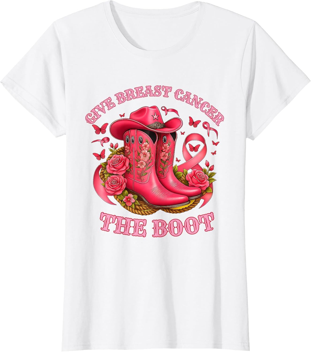 Give Breast Cancer The Boot Cowgirl Pink Ribbon Awareness