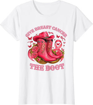 Give Breast Cancer The Boot Cowgirl Pink Ribbon Awareness