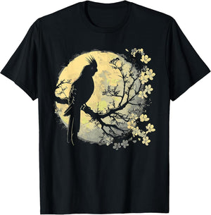 Cockatiel Parrot Lliebhaber Bird Moon and Flowers