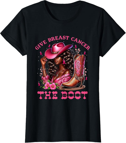 Give Breast Cancer The Boot Cowgirl Cancer Awareness Ribbon