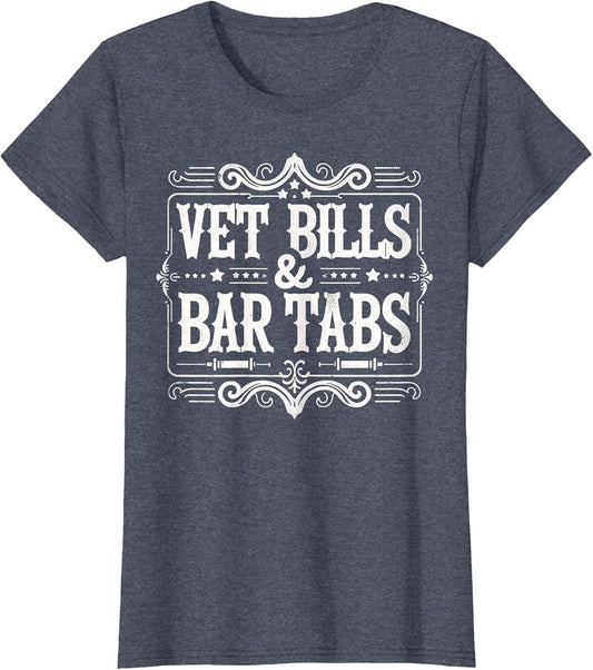 Vet Bills and Bar Tabs Funny Vintage Horse Lovers Art