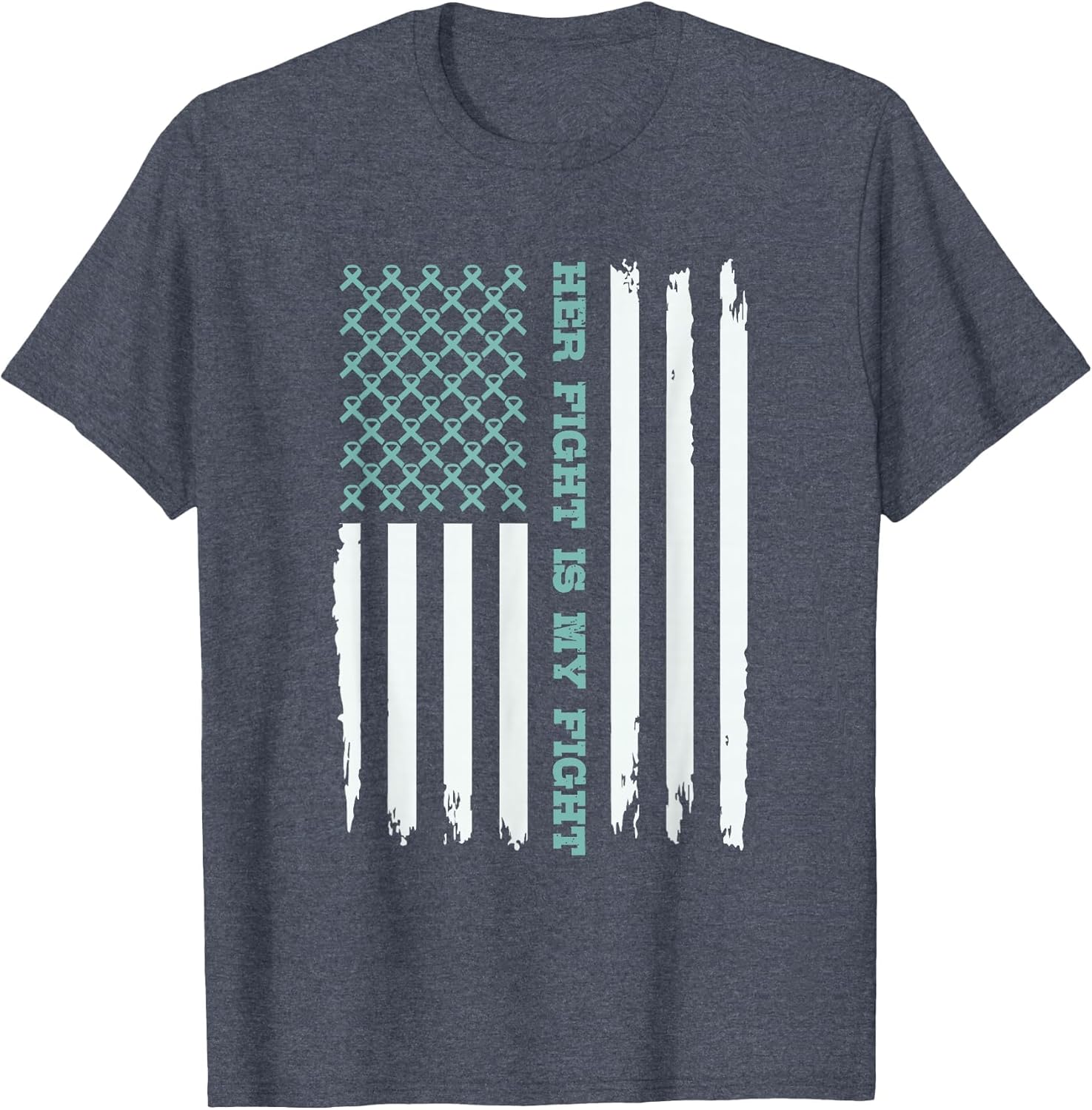 Ovarian American Flag Shirt Her Fight is My Fight Teal