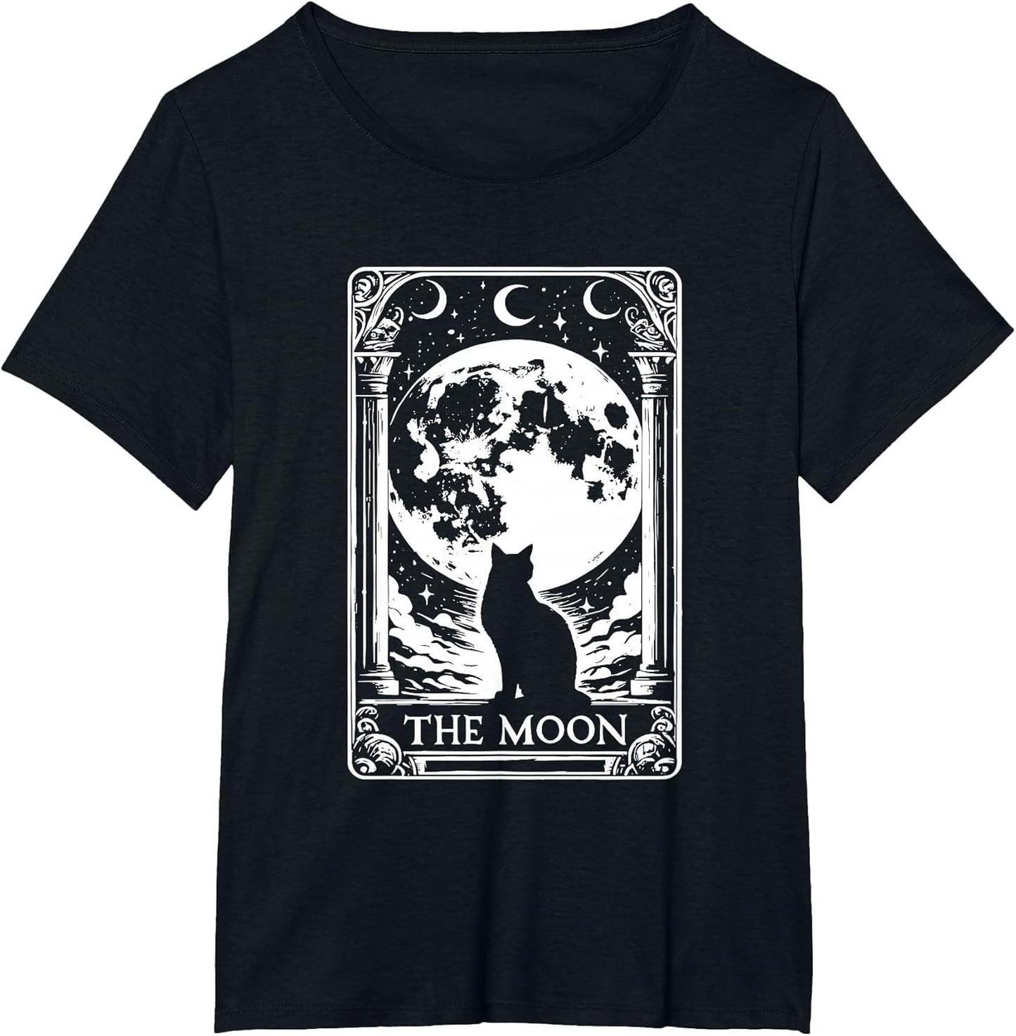 Witchy Cat Vintage Halloween Gothic The Moon Tarot Card