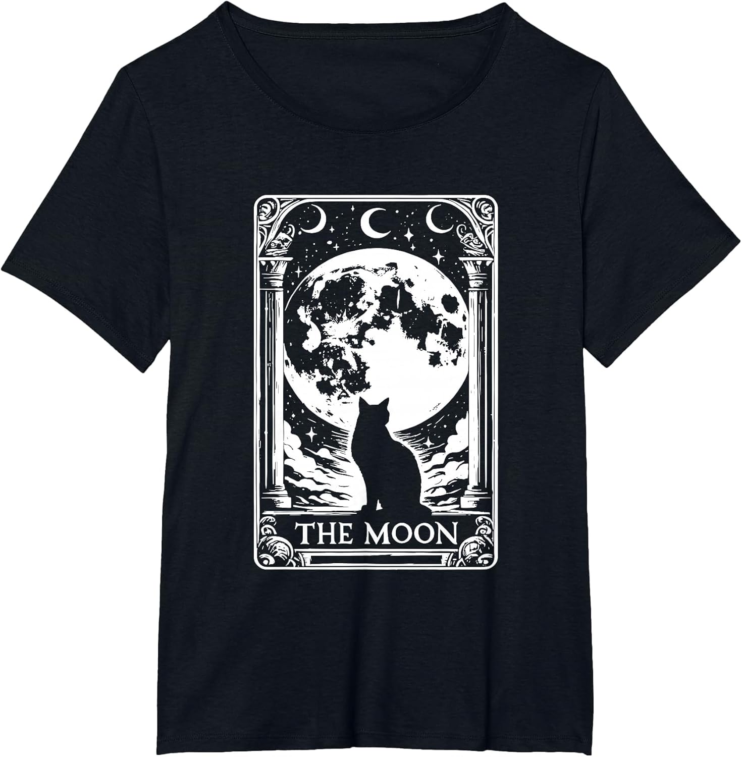 Witchy Cat Vintage Halloween Gothic The Moon Tarot Card