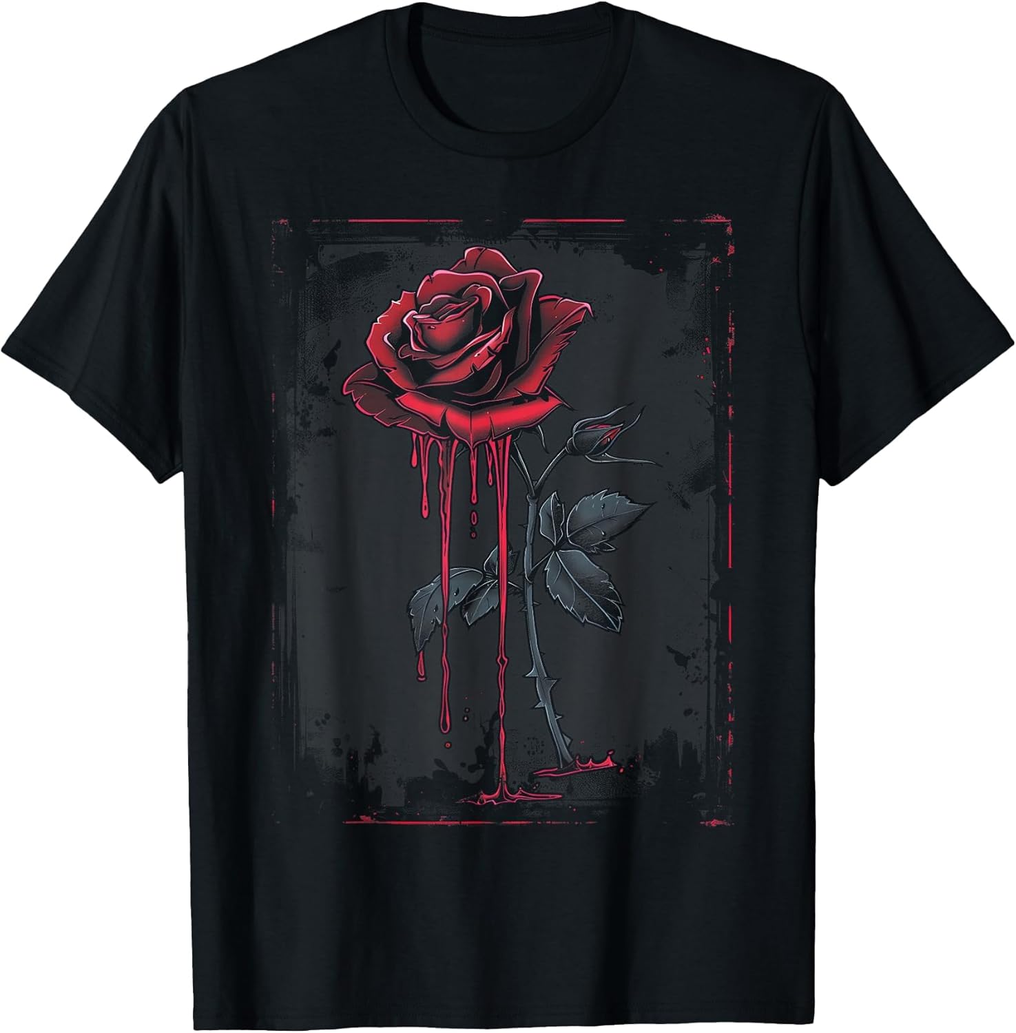 Anime Goth Withered Rose Blood Gothic Art Punk Vintage Edgy