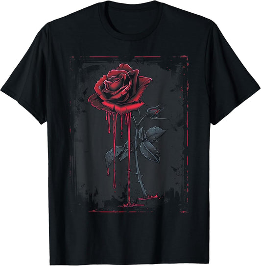 Anime Goth Withered Rose Blood Gothic Art Punk Vintage Edgy