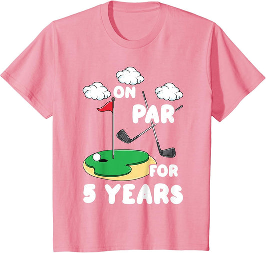 Kids 5th Birthday Golf Funny Golfer 5 Year Old Boy Girl