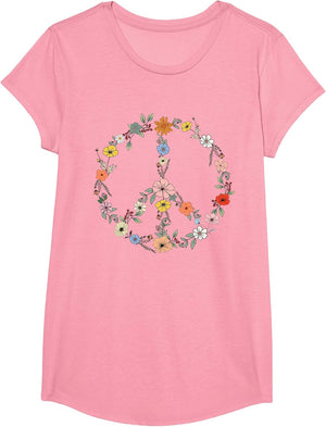 Retro Floral Peace Sign Boho Women Teens Girls Trendy Hippie