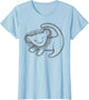Disney The Lion King Simple Line Art Simba Cave Painting , Women, Baby Blue, Medium