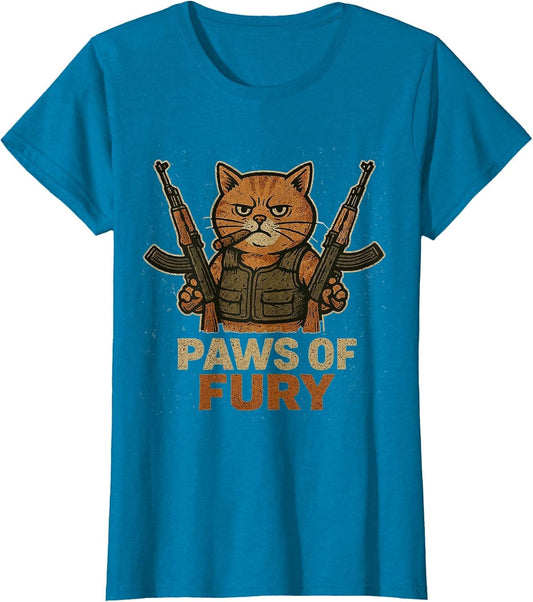 Funny Army Cat with Gun Soldier Fighter Kitty Paws of Fury