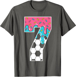 Soccer 7 Year Old Ice Cream Drip Youth 7th Birthday Boy 7