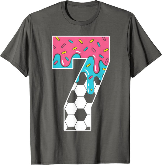 Soccer 7 Year Old Ice Cream Drip Youth 7th Birthday Boy 7