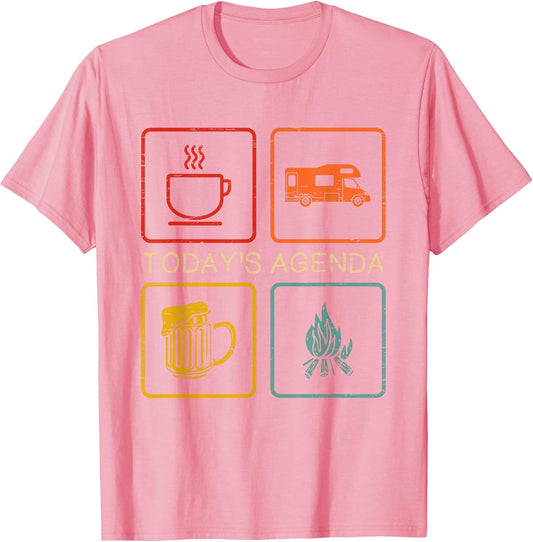 Today's Agenda Campfire Camp Camping Bonfire Coffee Beer Top