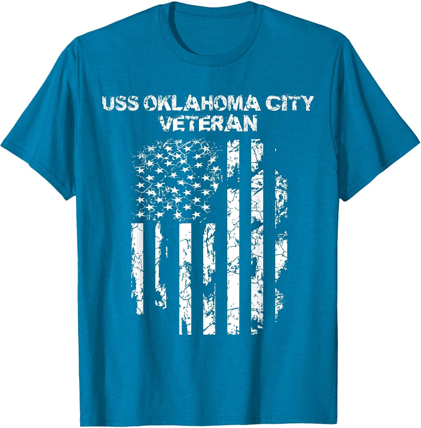 USS Oklahoma City Military Veteran Distressed USA Flag