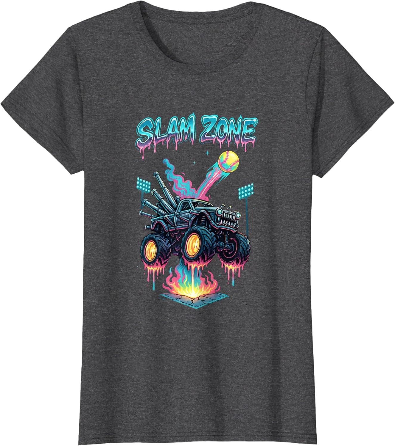 Dripping Baseball Ice Cream Drip Monster Truck Lovers Boys