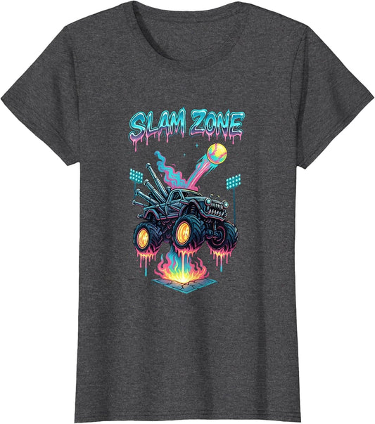 Dripping Baseball Ice Cream Drip Monster Truck Lovers Boys