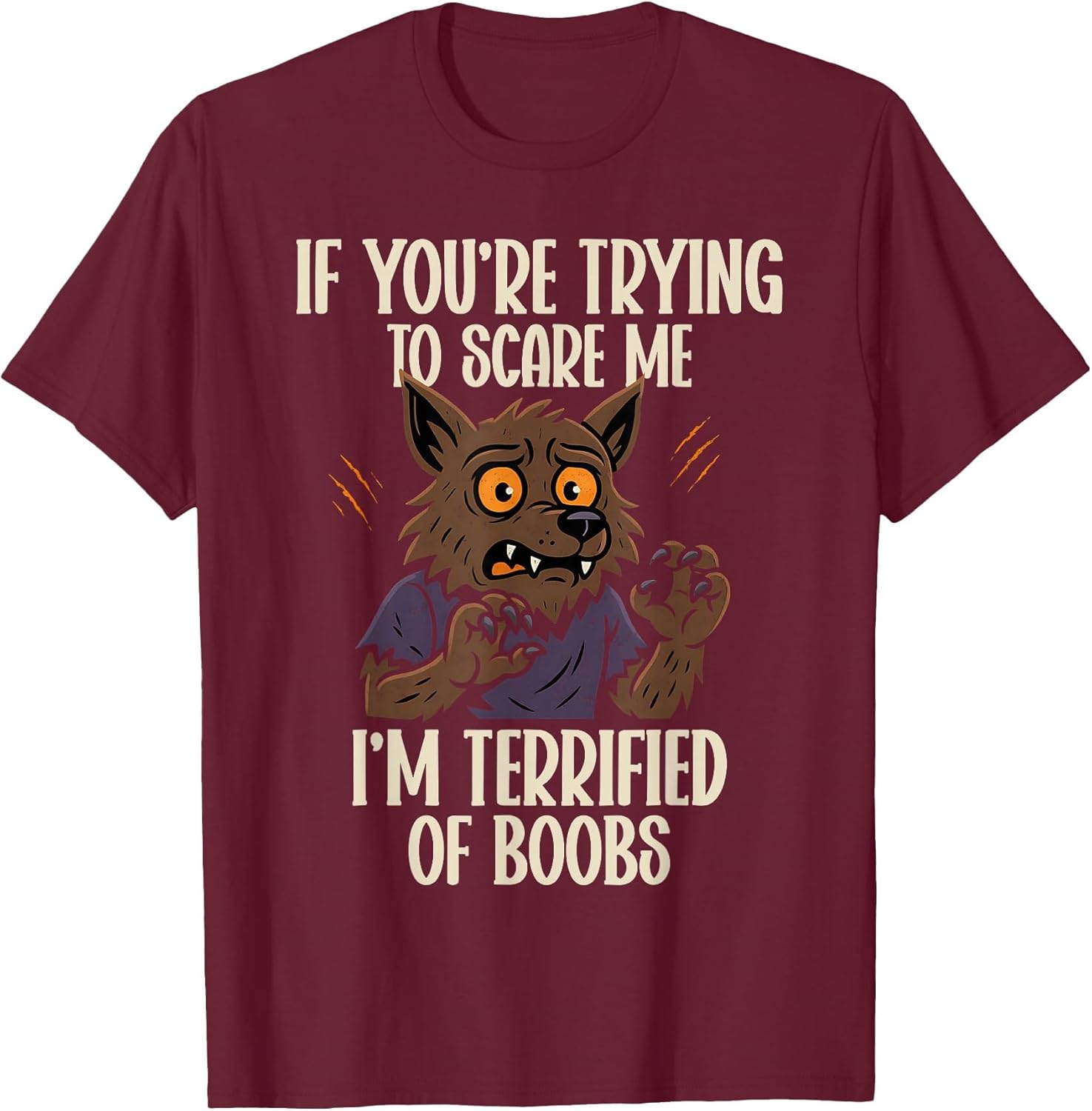 Funny Werewolf Halloween Scared of Boobs Humor