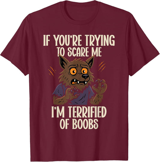 Funny Werewolf Halloween Scared of Boobs Humor