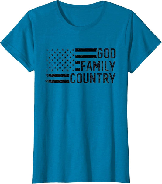 God Family Country - Patriotic Christian US Flag