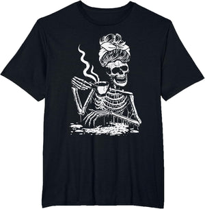 Skeleton Coffee Messy Bun - Front Design